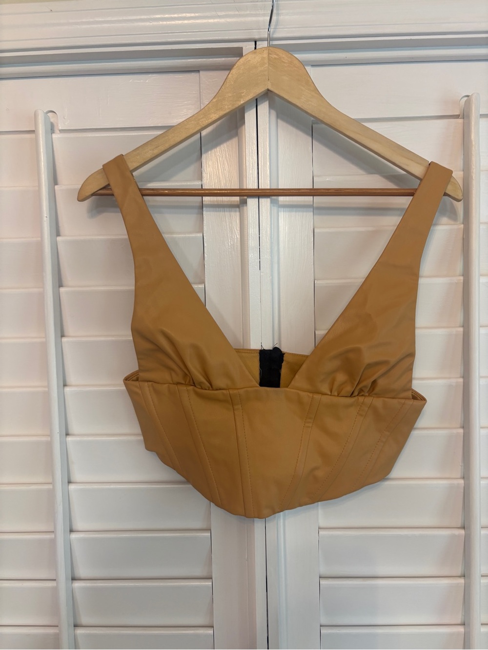 Zara Gold Faux Leather Crop Tank Size Small